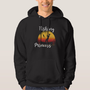 Angel Princess Retro Vintage Sunset Fishing Fish F Hoodie