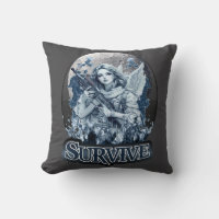 Angel Print – Cyberpunk Guardian Angel - Throw