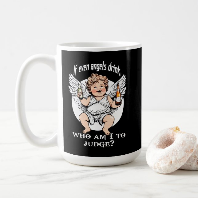 Angel Print - Funny Guardian Angel - Coffee Mug (With Donut)
