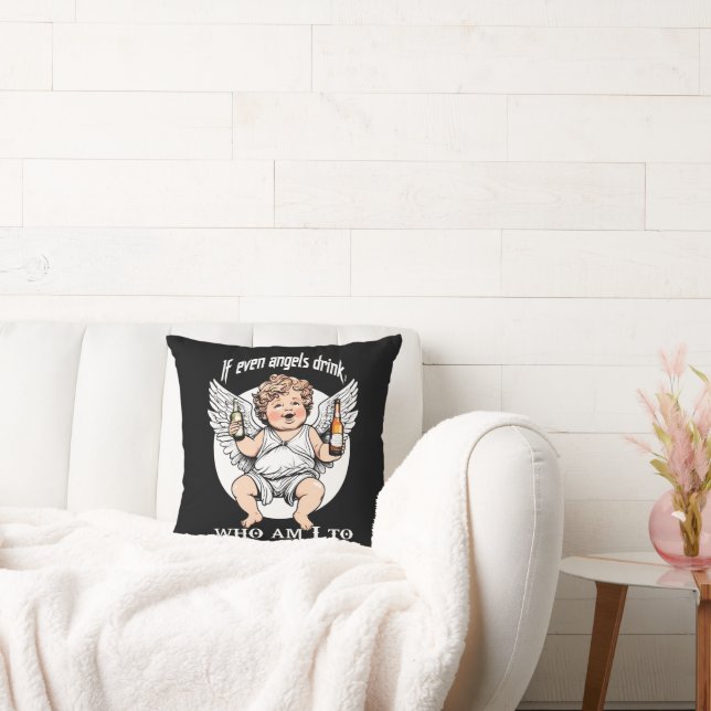 Angel Print - Funny Guardian Angel - Cushion (Couch)
