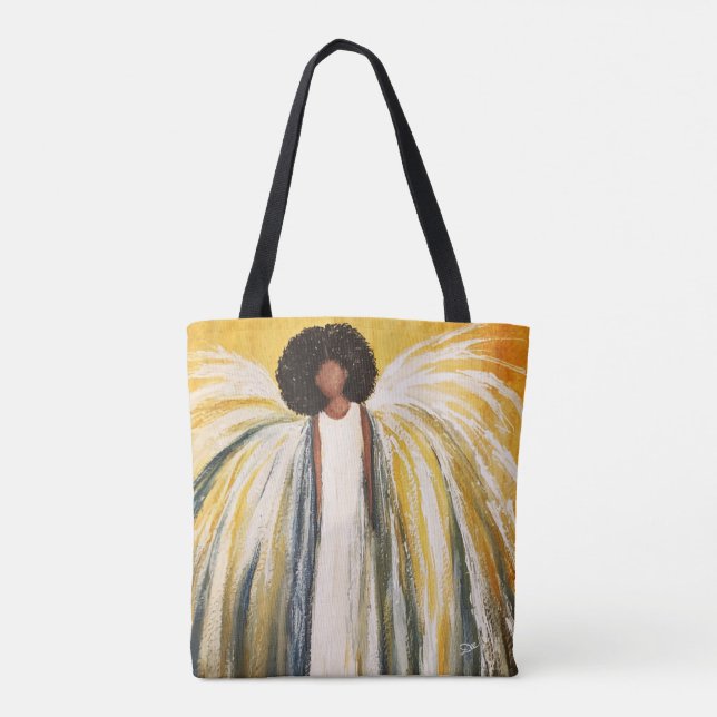 Angel Prints All-Over Shoulder Tote Bag (Back)