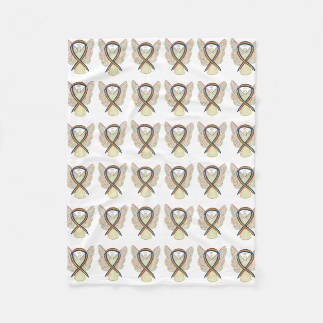 Angel Rainbow Awareness Ribbon Soft Blankets (Front)