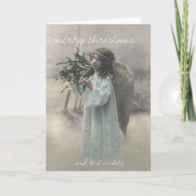 Angel retro christmas greeting card (Front)