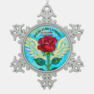 Angel Rose sympathy Snowflake Pewter Christmas Ornament