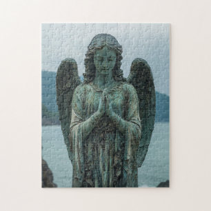 Angel Sculpture Copper and Patina Jigsaw Puzzle