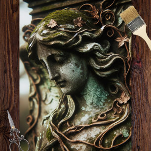 Angel Sculpture Distressed Patina Decoupage Tissue Paper