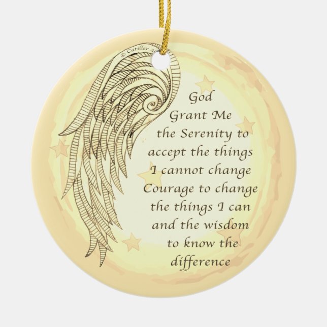 Angel Serenity Prayer  Ceramic Tree Decoration (Front)
