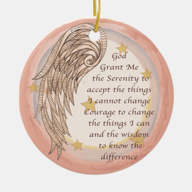 Angel Serenity Prayer Ceramic Tree Decoration (Front)