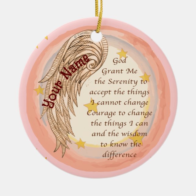 Angel Serenity Prayer Ceramic Tree Decoration (Front)