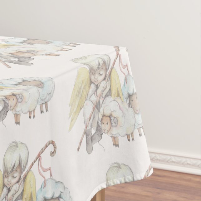 Angel Shepherd with Lambs Pastoral Pattern Tablecloth (In Situ)