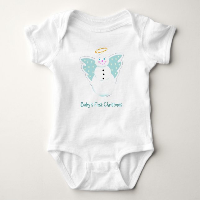 Angel Snowman 1st Christmas Baby Bodysuit (Front)