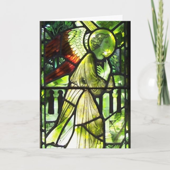 Angel Stained Glass Christmas Blessings Card (Front)