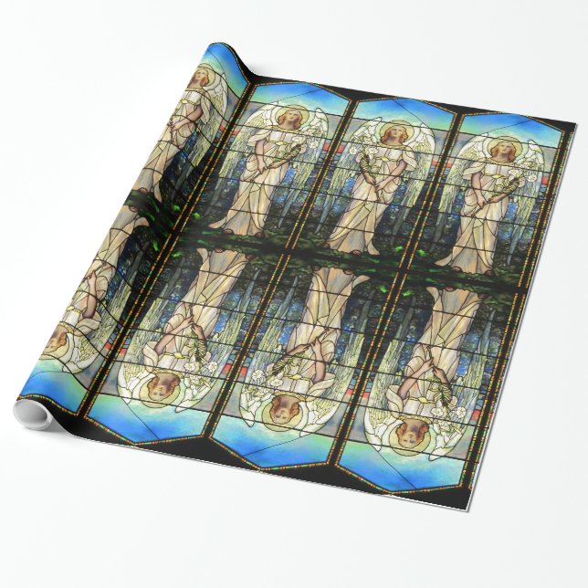 Angel stained Glass Wrapping Paper (Unrolled)