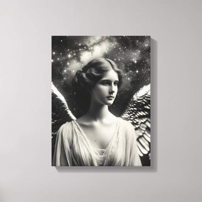 Angel Stars Black and White Canvas Print (Front)