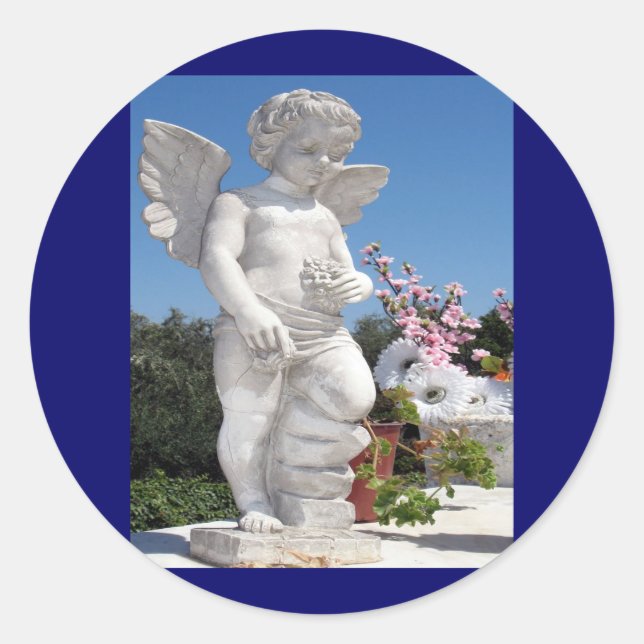 Angel Statue Classic Round Sticker (Front)