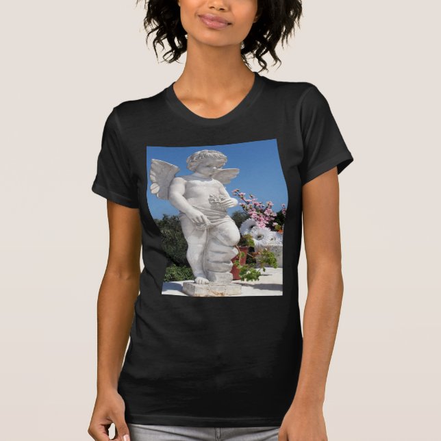 Angel Statue In Black T-Shirt (Front)