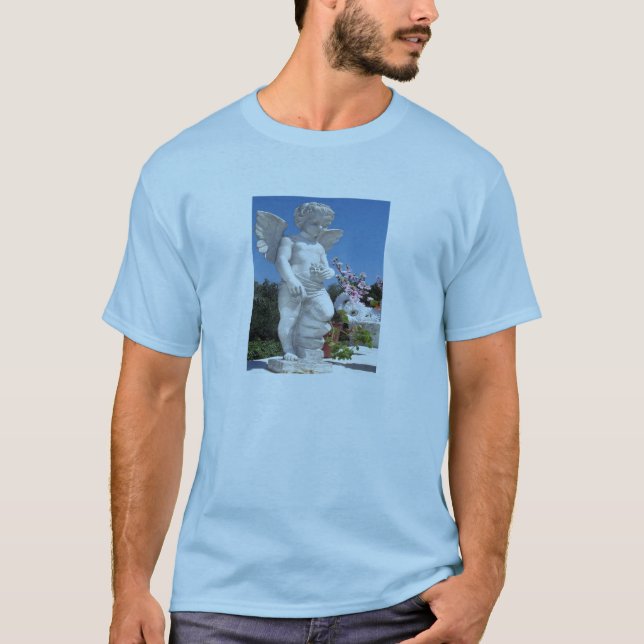Angel Statue In Light Blue T-Shirt (Front)