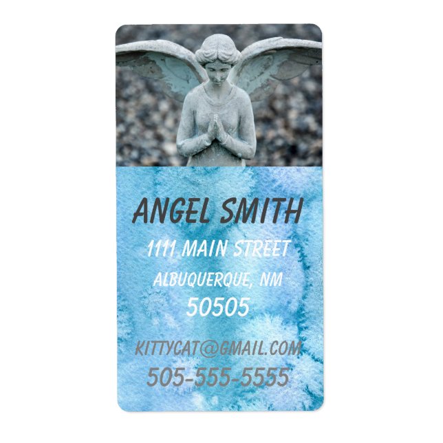 Angel Statue Watercolor Home/Business lg address (Front)