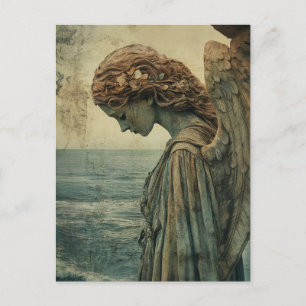 Angel Statue with Patina Postcard
