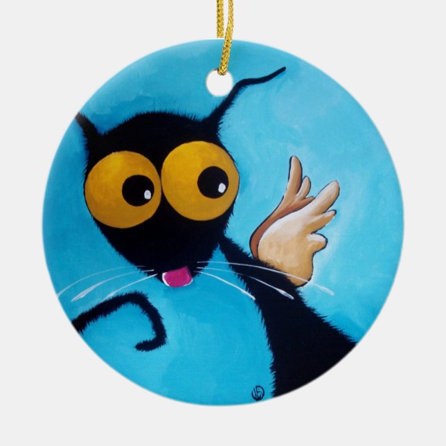 Angel Stressie Cat Ceramic Tree Decoration (Front)