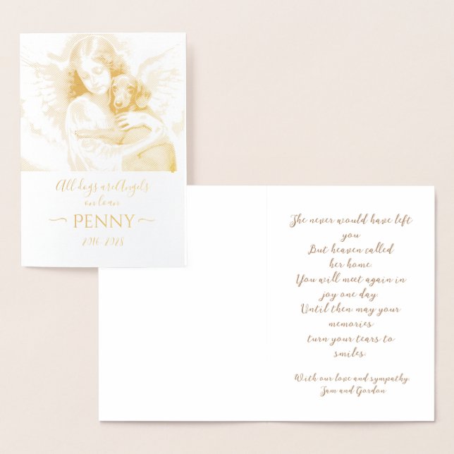 Angel Sympathy for Loss of Dachshund  Foil Card (Display)