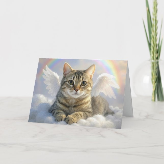 Angel Tabby Cat for Pet Loss Card (Front)