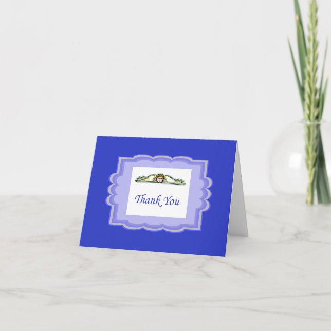 Angel Thank You Card With Blue Border (Front)