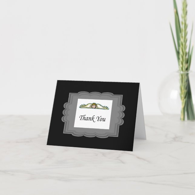 Angel Thank You Card With Grey Border (Front)