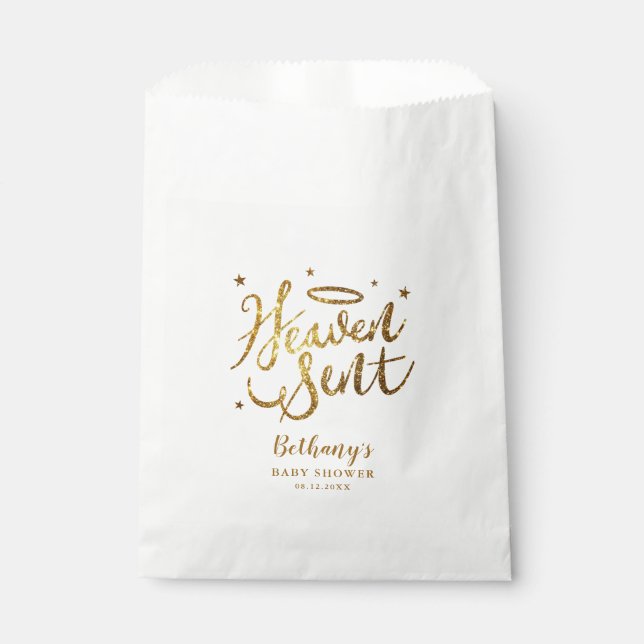 Angel Theme Heaven Sent Baby Shower Favour Bags (Front)
