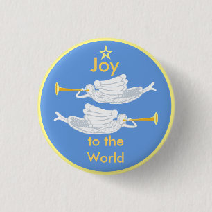 Angel trumpets Joy to the World 3 Cm Round Badge