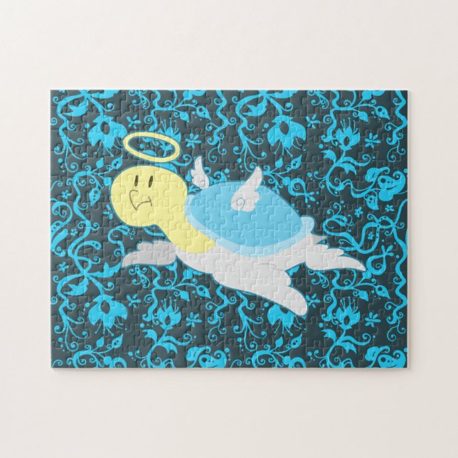 Angel Turtle Floral Pattern Jigsaw Puzzle (Horizontal)