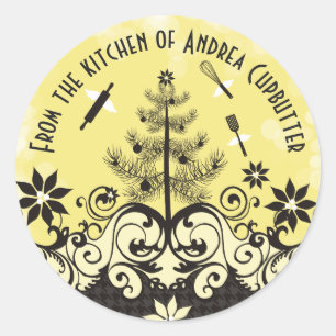 Angel utensils from the kitchen of Christmas label