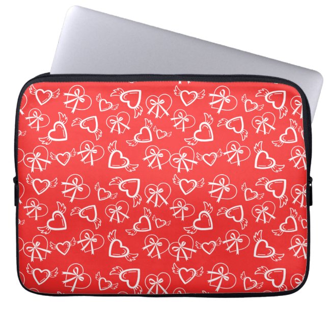 Angel Valentine's Hearts Pattern Laptop Sleeve (Front)