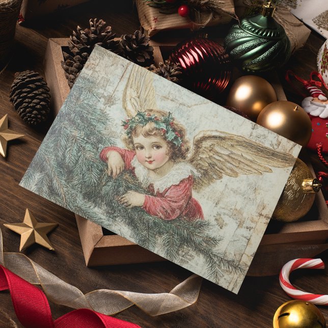 Angel Vintage Decoupage Christmas  Postcard (Creator Uploaded)