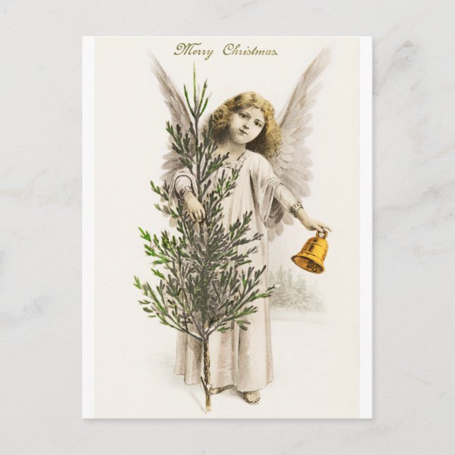 Angel Vintage Retro Holiday Christmas Post Card (Front)
