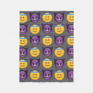 Angel vs Devil Emoji Pattern Fleece Blanket