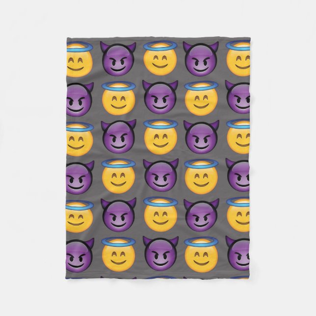 Angel vs Devil Emoji Pattern Fleece Blanket (Front)