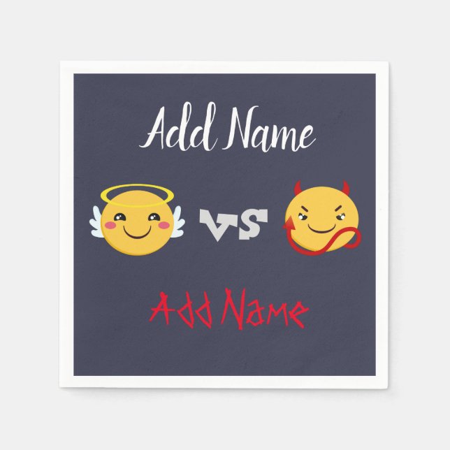 Angel vs Devil  Emoji PErsonalize Napkin (Front)