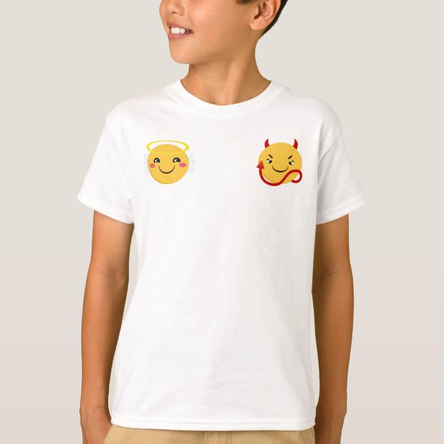 Angel vs Devil  Emoji PErsonalize T-Shirt (Front)