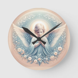 Angel Wall Clock, 20.3 cm Round Acrylic Clock