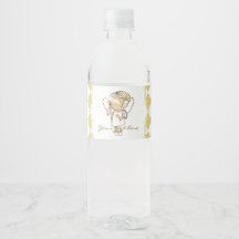 Angel Water Bottle Labels-Gold & Green