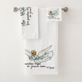 Angel Watercolor Gracefully Near and Watching You  Bath Towel Set