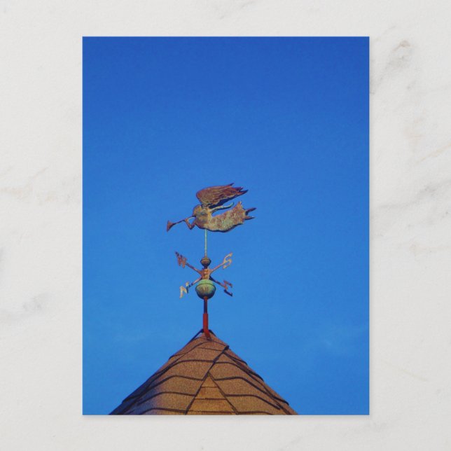 Angel Weather Vane Bright Blue Sky Postcard (Front)