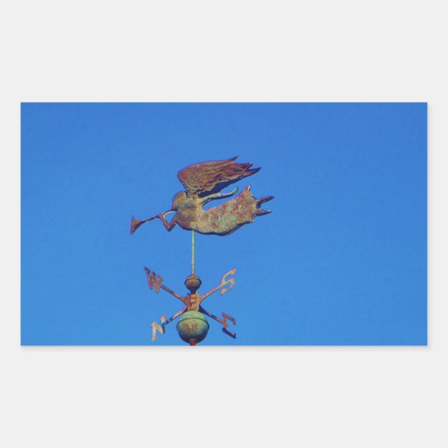 Angel Weather Vane Bright Blue Sky Rectangular Sticker (Front)