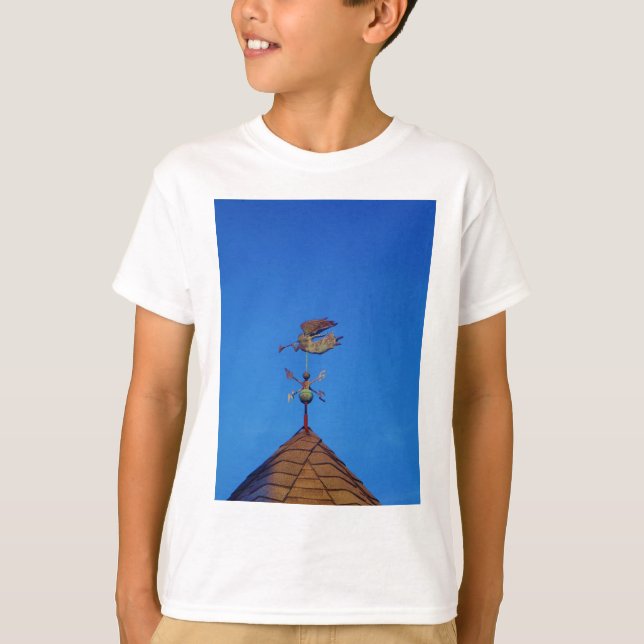 Angel Weather Vane Bright Blue Sky T-Shirt (Front)