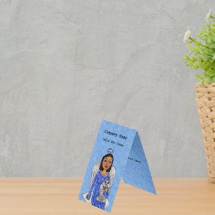 Angel White Wings on Cloud White Angel Cat Blue Business Card