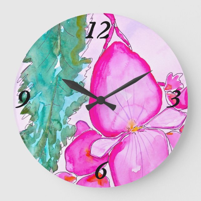 Angel Wing Begonia Large Clock (Front)