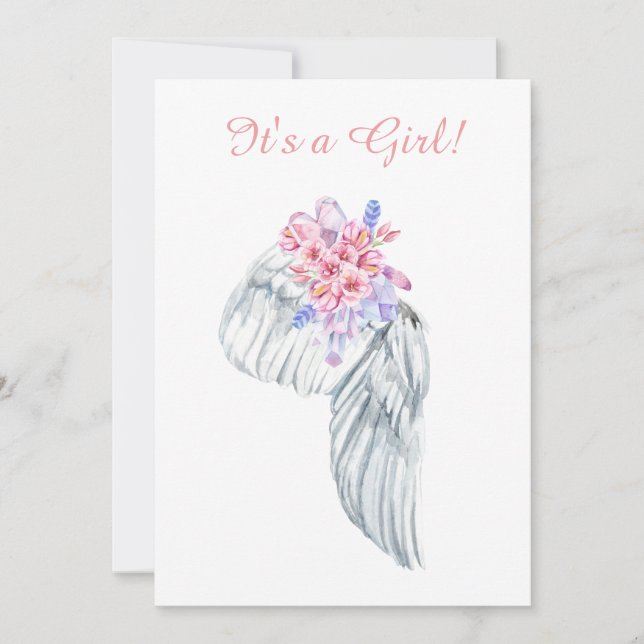 ~  Angel Wing Feathers Crystals Shower Invitation (Front)