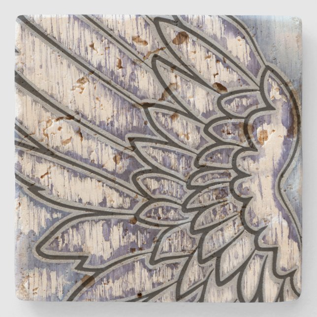Angel Wing Silver Stone Coaster (Front)