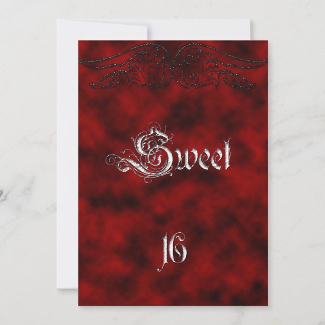 Angel Wing Sweet 16 Birthday Goth Invitation (Front)